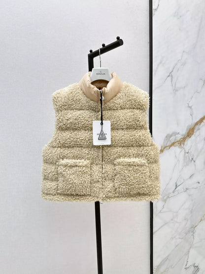 MON 25 New stand-up collar plush lamb wool down vest jacket