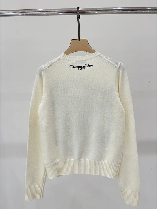 D 25 Spring and Summer New Round Neck Letters Floral Logo Embroidery Knitted Long Sleeves