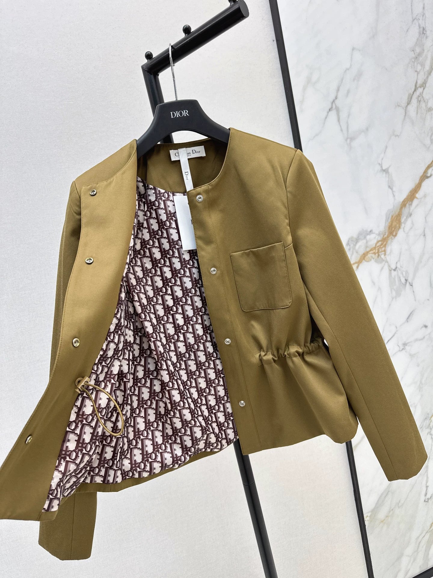 D 25fw New round neck waist windbreaker