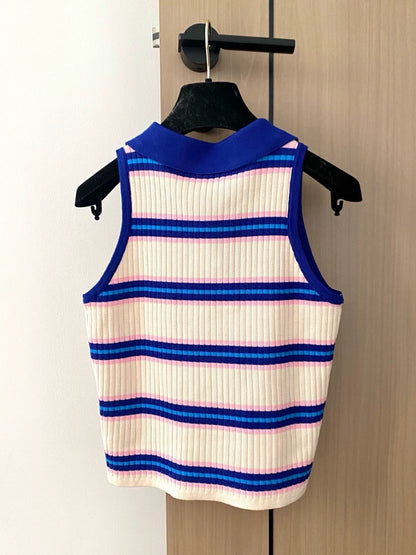 V 25 new striped button lapel vest