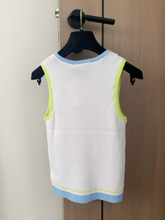 D 25 New Bees Embroidery Sleeveless Knit Tank Top