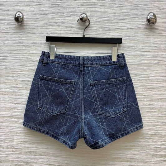 D 25 Summer Embroidery Lombard Denim Shorts