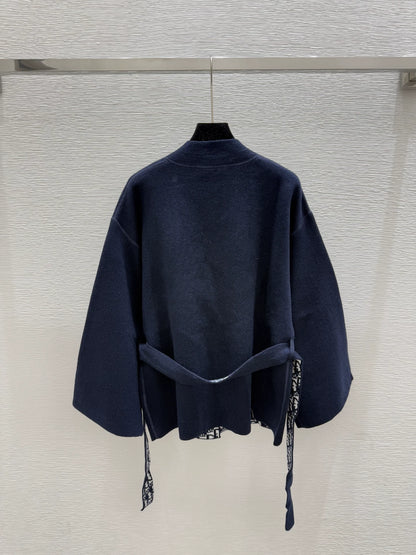 D 25 new classic old flower bathrobe style double-sided strap knitted jacket