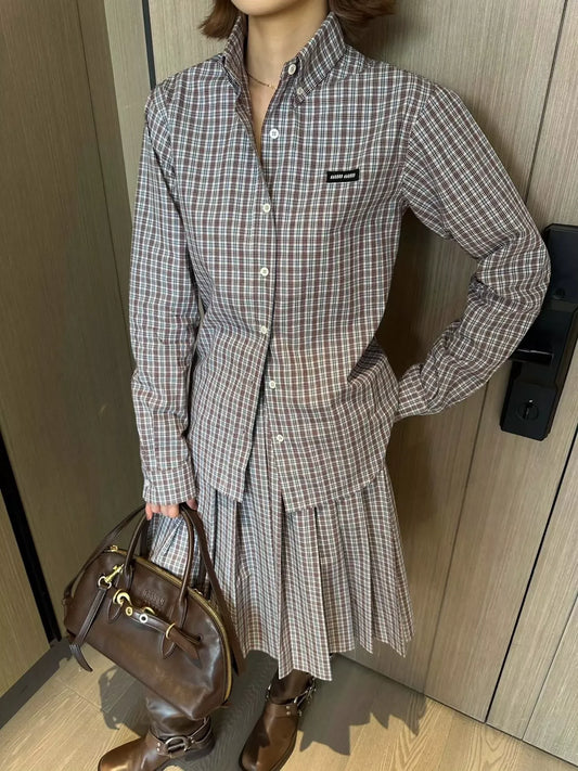 M 25 Summer new logo check preppy suit