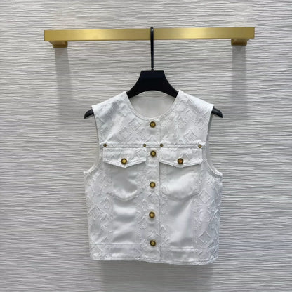 L 25 New Pocket Round Neck Sleeveless Vest Jacket