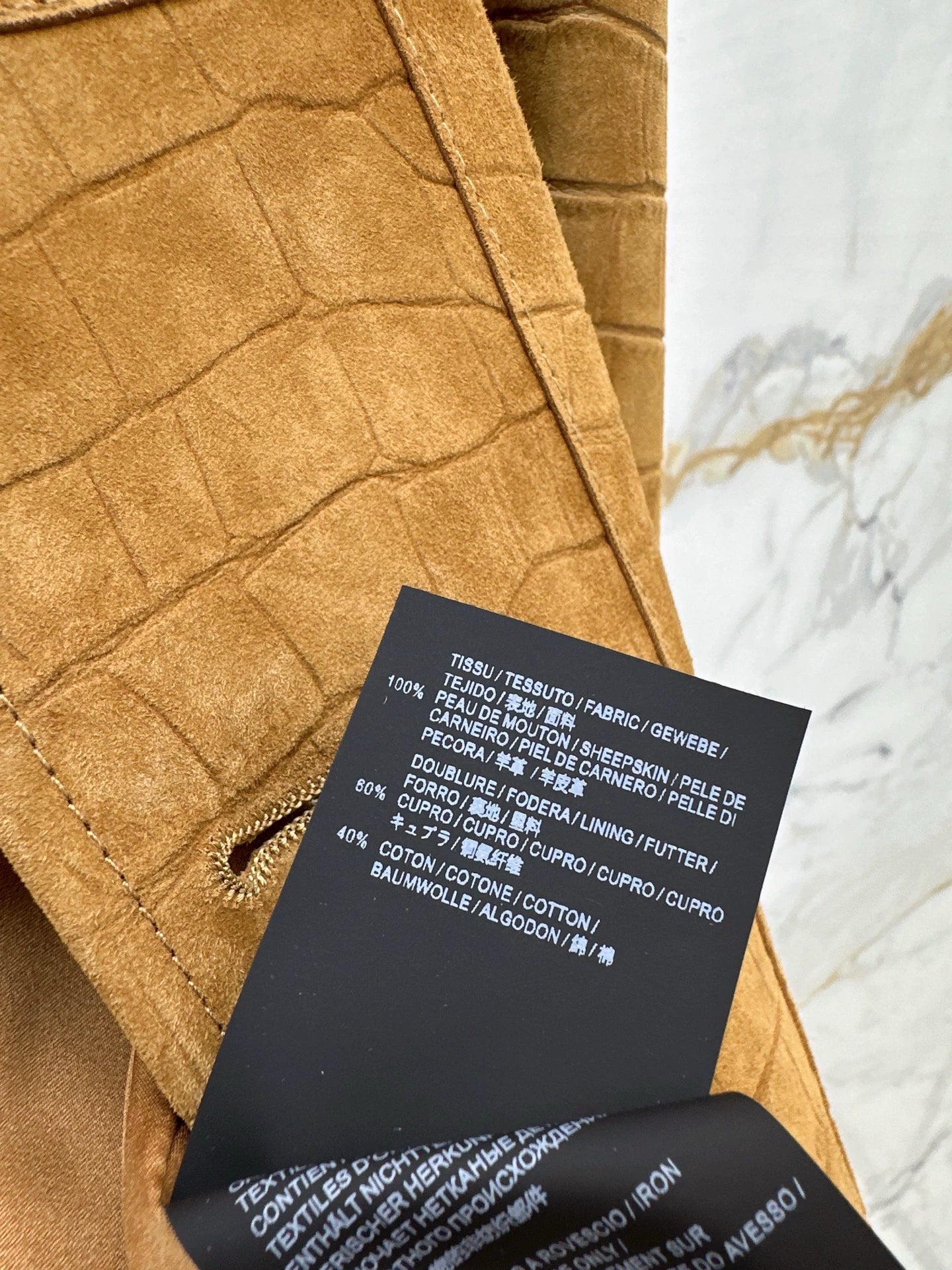 He 25fw crocodile-print sheepskin jacket