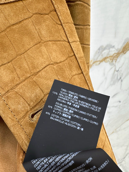 He 25fw crocodile-print sheepskin jacket