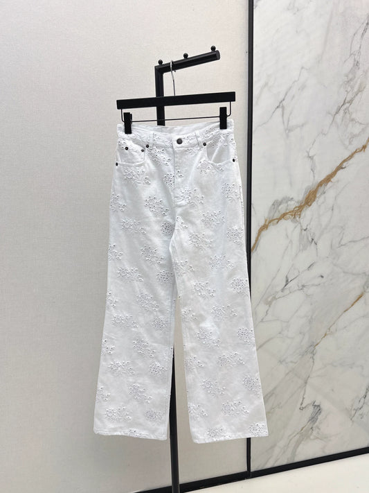 Chl 25 hollow embroidered jeans