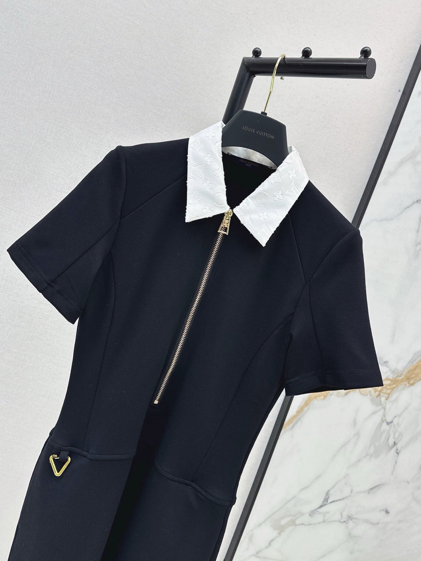 L 25 Spring/Summer New Letter Color Collision Lapel Dresses