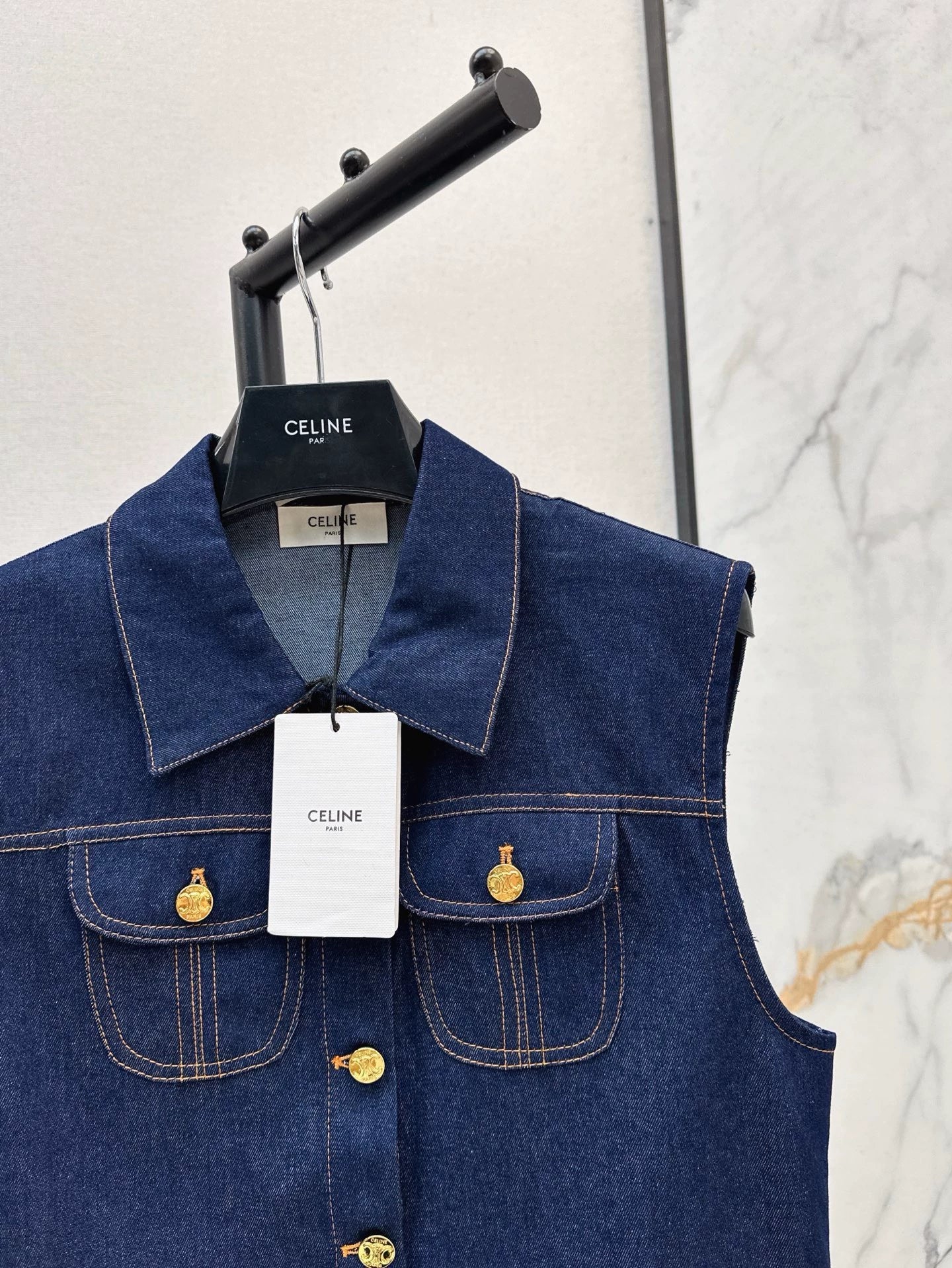 CE 25 Spring/Summer New Double Pocket Denim Vest Jacket