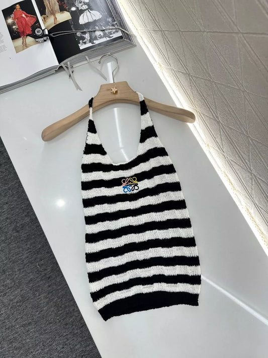 LO 25 Summer New Hanging neck striped knit undershirt