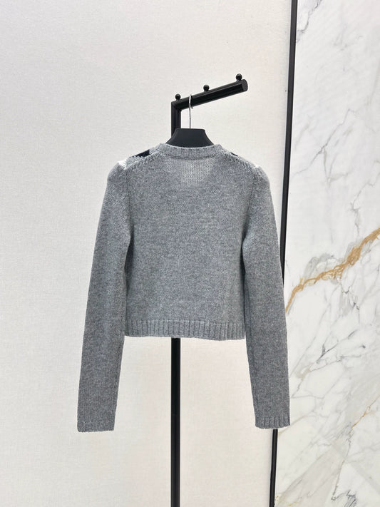 P 25 College style diamond patterned long sleeved cashmere cardigan