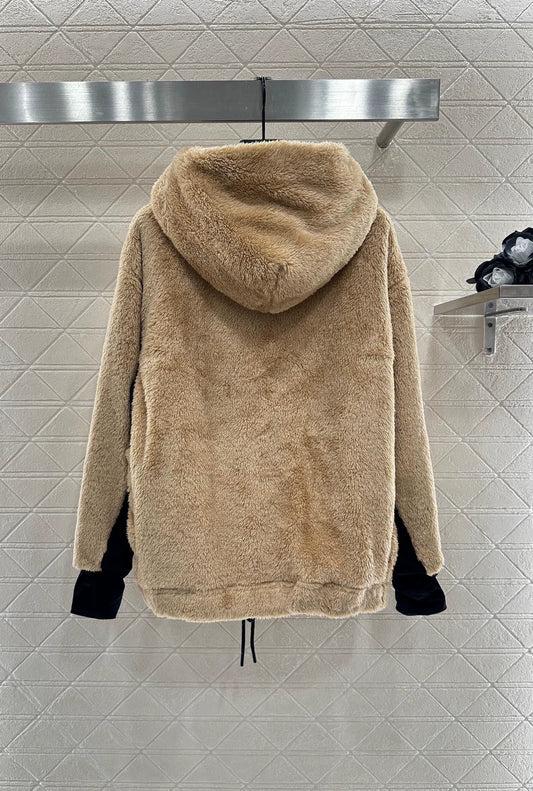 Mon 25 Hooded Teddy Lambswool Pullover Sweatshirt