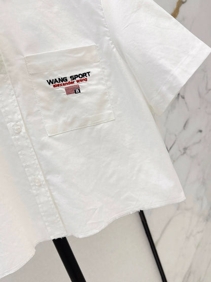 A 25 spring and summer newest style denim patchwork small short shirt