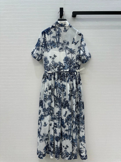 D 25 Spring/Summer New Printed Petticoat Neck Short Sleeve Dresses