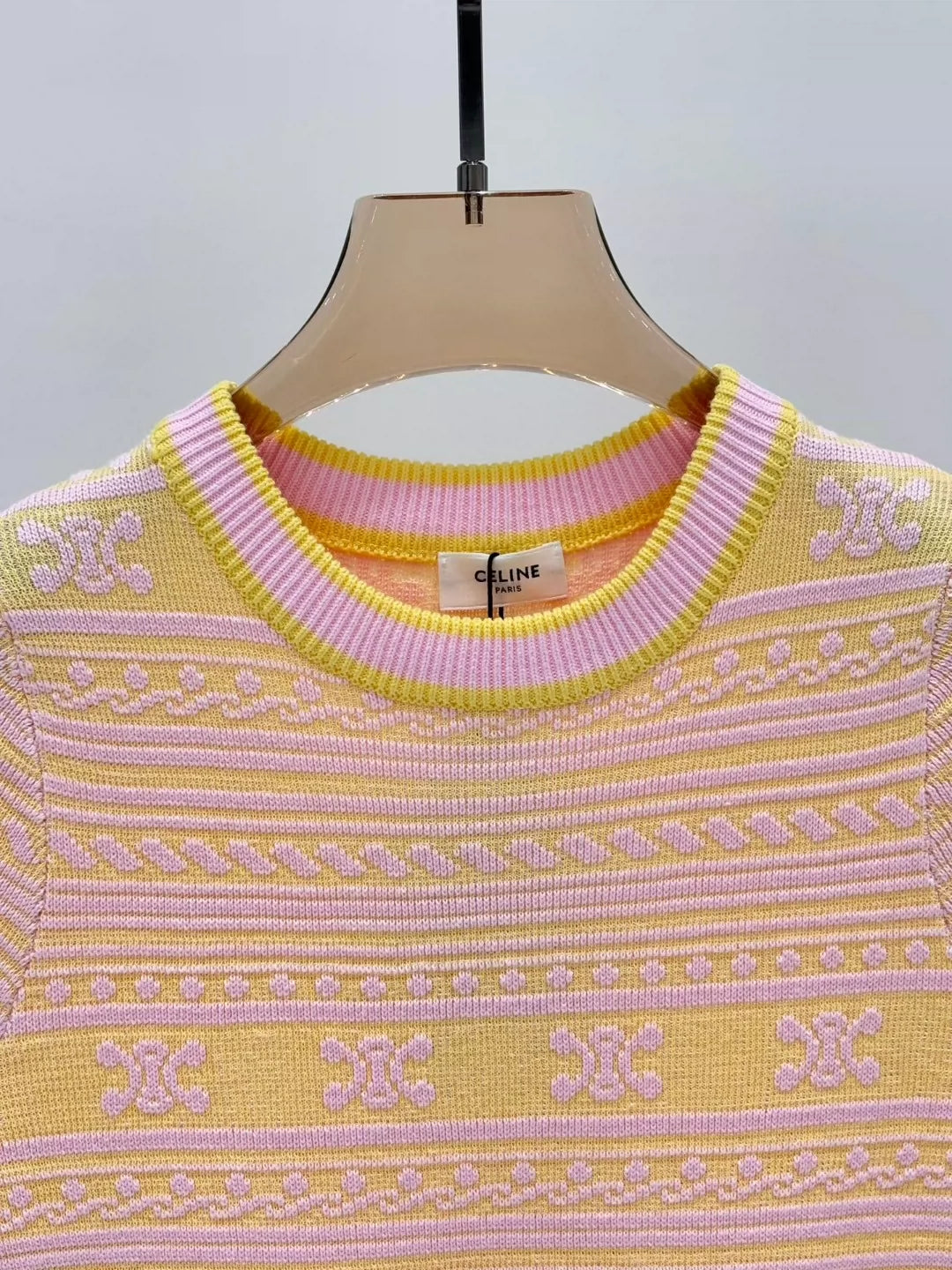 CE 25 Summer new round neck striped jacquard simple slim fit knitted dress