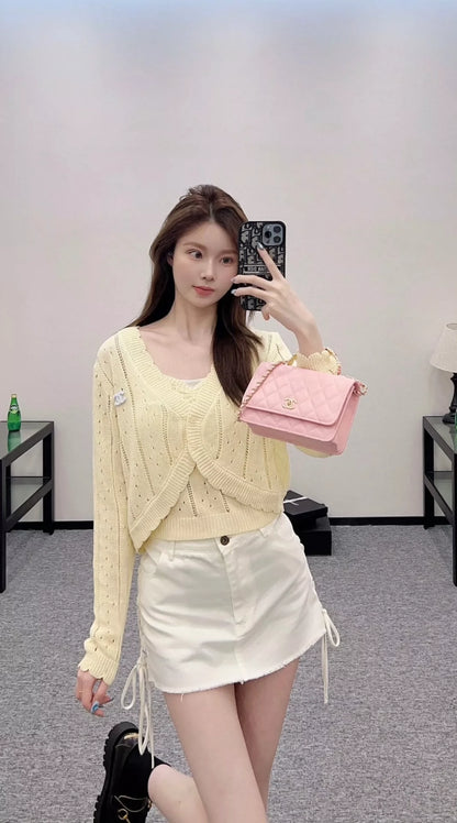 C 25 early fall new camisole knit cardigan two-piece