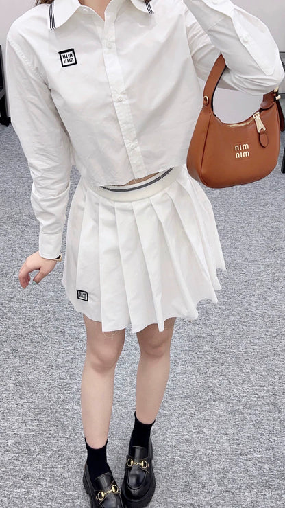 2025 Early Autumn New Arrival Short Shirt Pleated Short Skirt Suit
