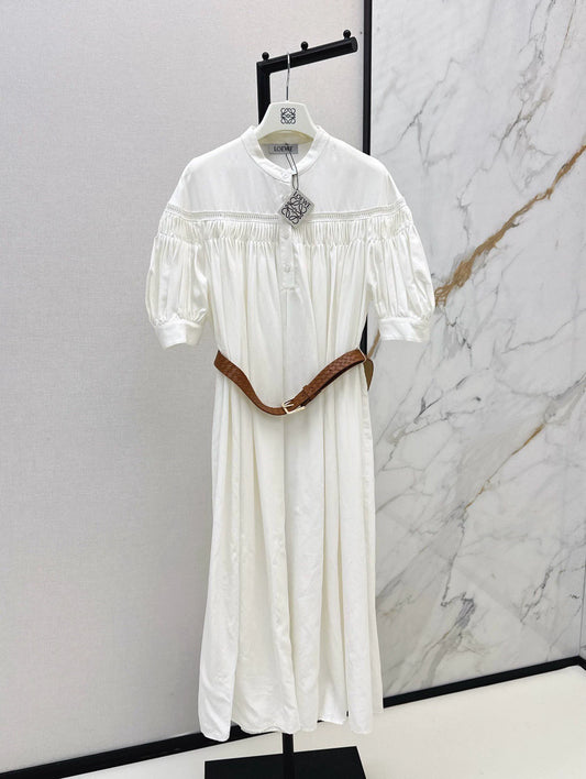 Lo 25 Spring/Summer Openwork Embroidery Patchwork Cotton Linen Dress