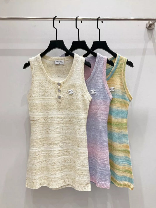 C 25 New gradient-colored dyed yarn vest dress