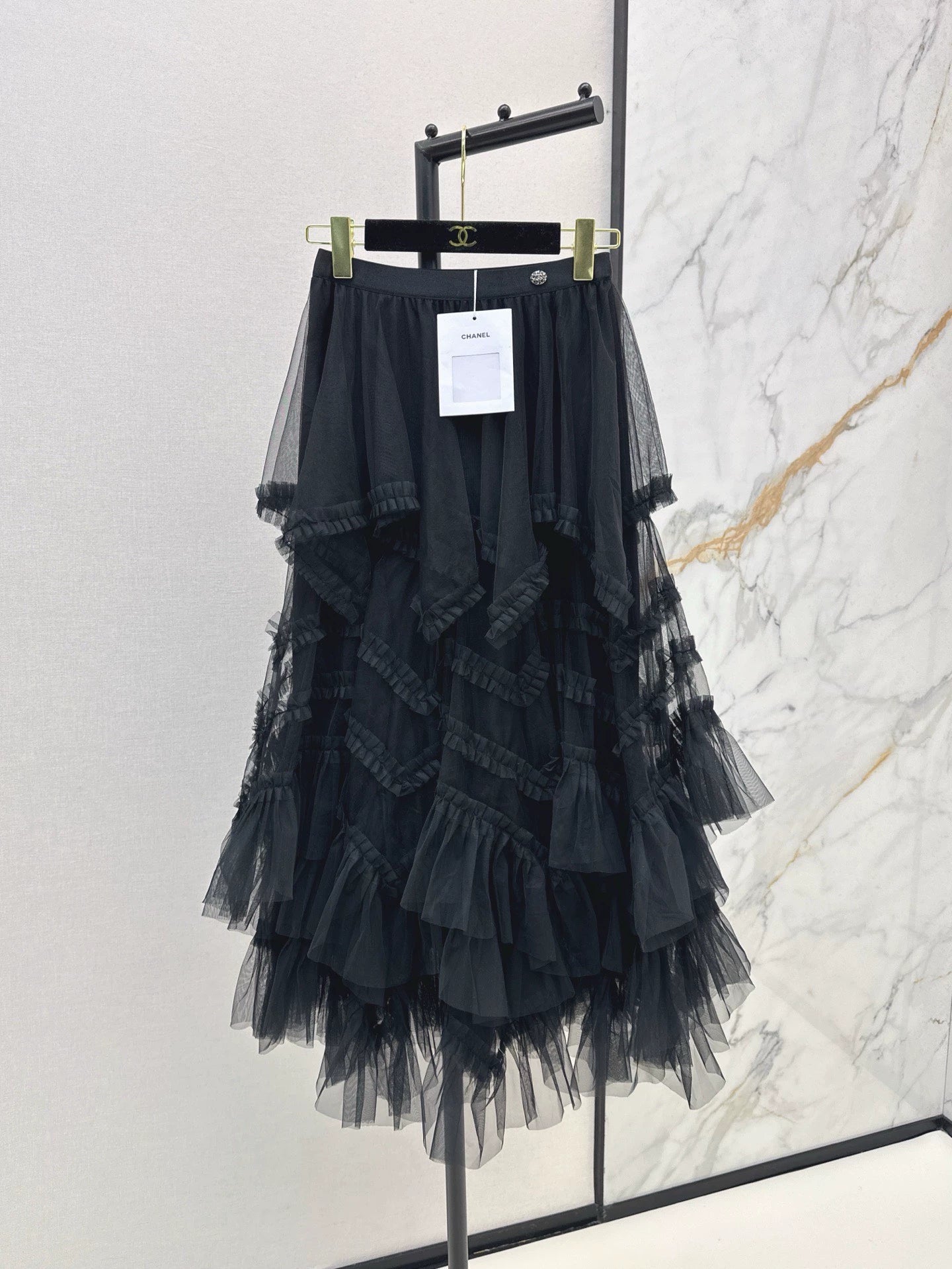 C 25 Spring/Summer New Irregular Hem Mesh Half Skirt(pink,black,white)