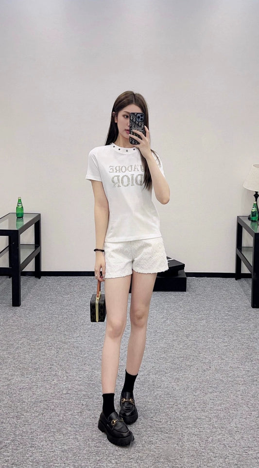 D 25 New Studded Cotton Short Sleeve T-Shirt