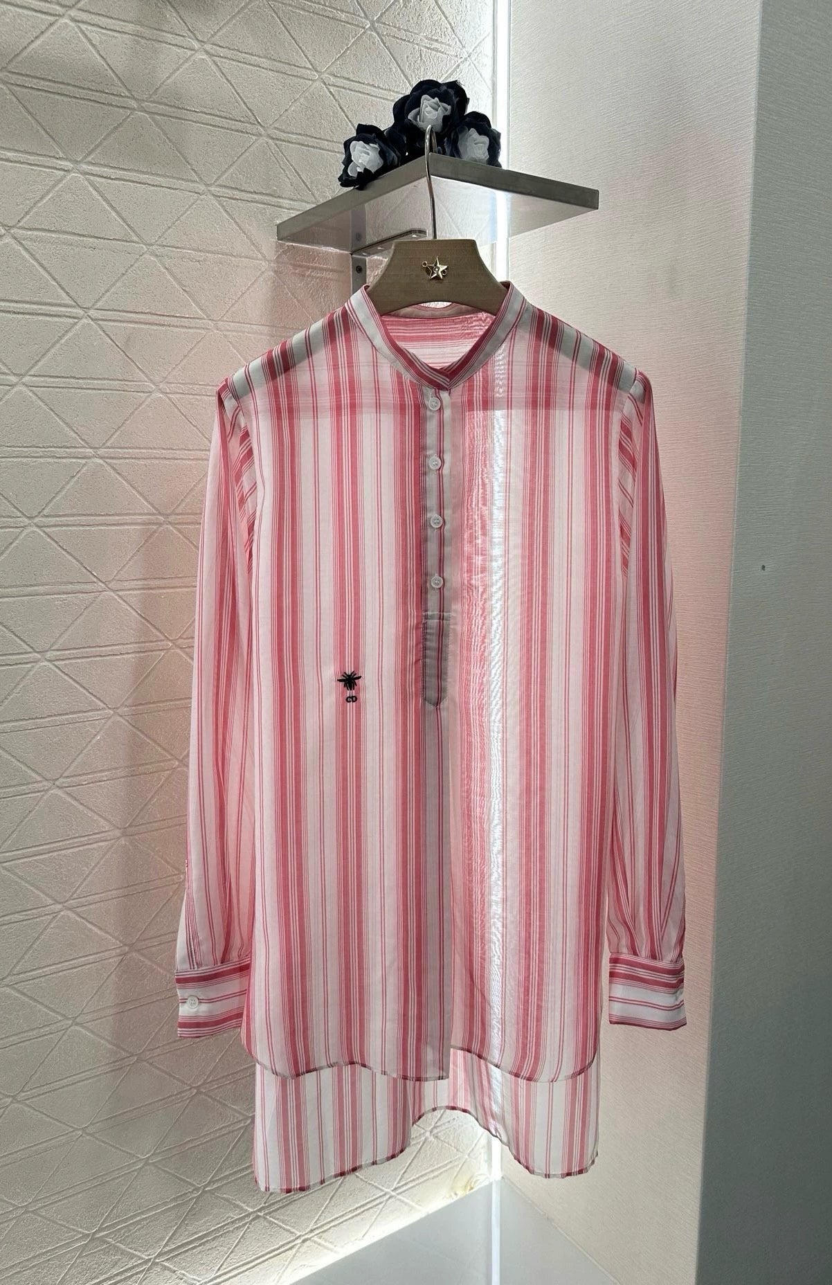 D 25 New Products Striped Embroidered Shirt with Collar