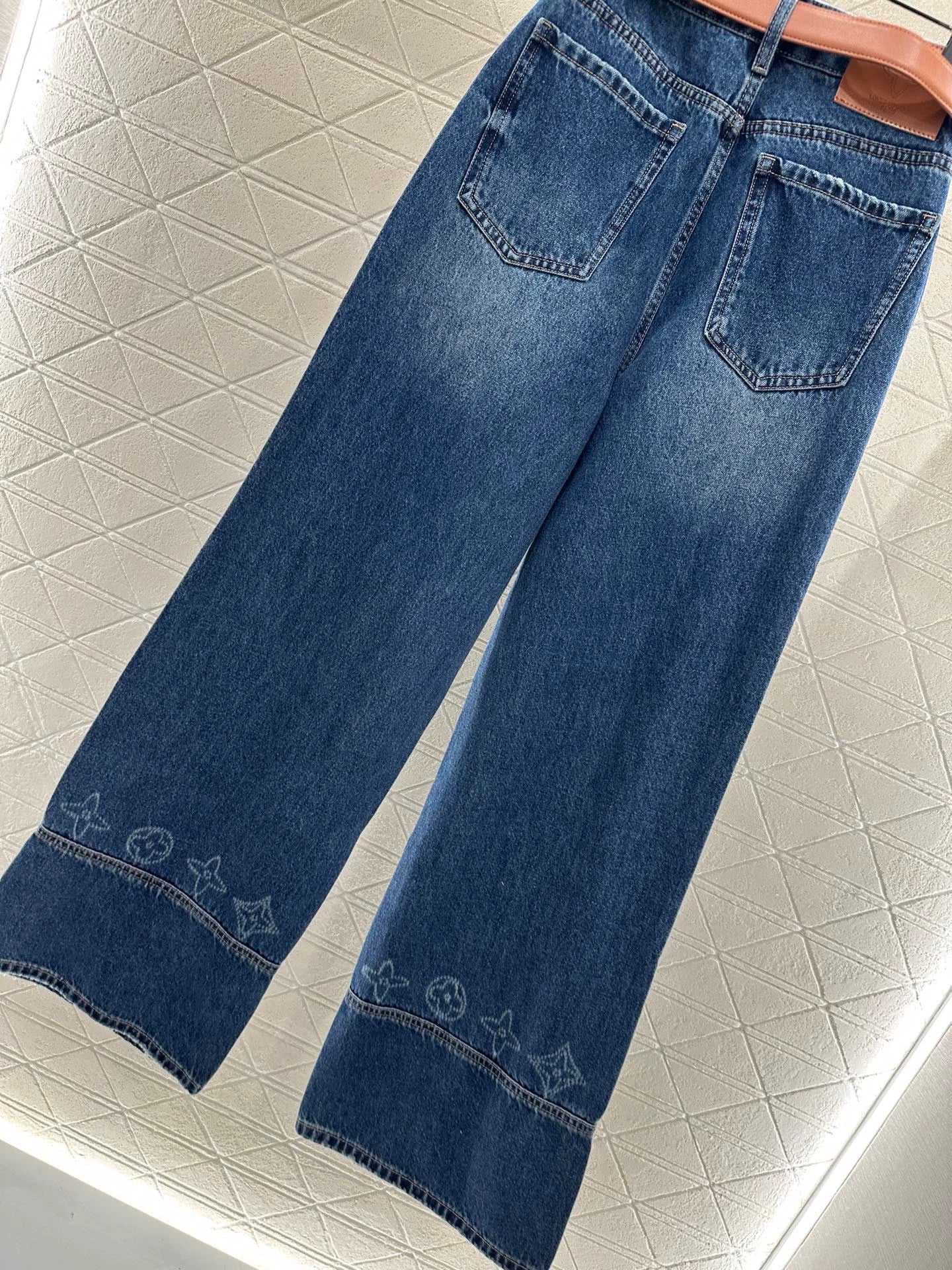 L 25 Belted straight-leg logo denim trousers