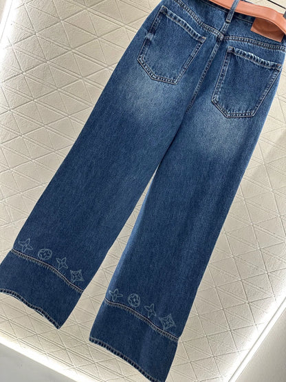 L 25 Belted straight-leg logo denim trousers