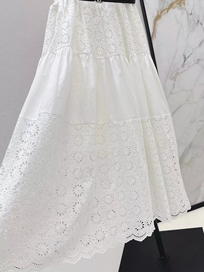 C 25 spring and summer new skeleton splicing sleeveless dress