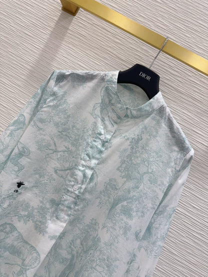 D 25 Nouvelle chemise à manches longues avec imprimé animal de la jungle 