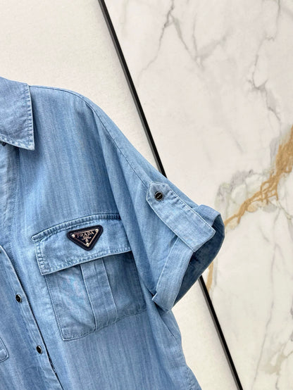 Chemise en jean à lacets et nœud P Printemps/Été 25 