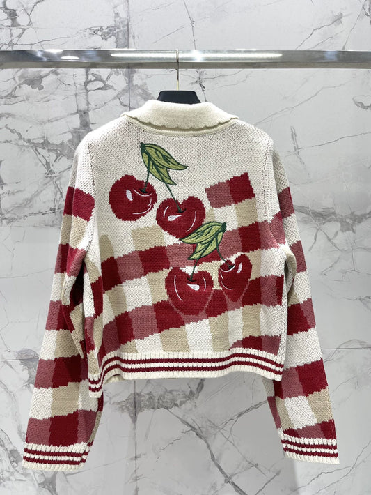 Val 25 Cherry Jacquard Cardigan