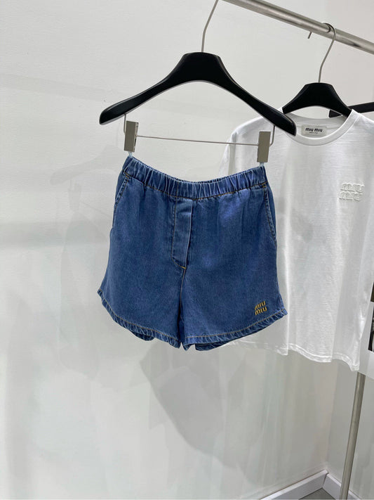 M 24 Dark blue soft denim shorts