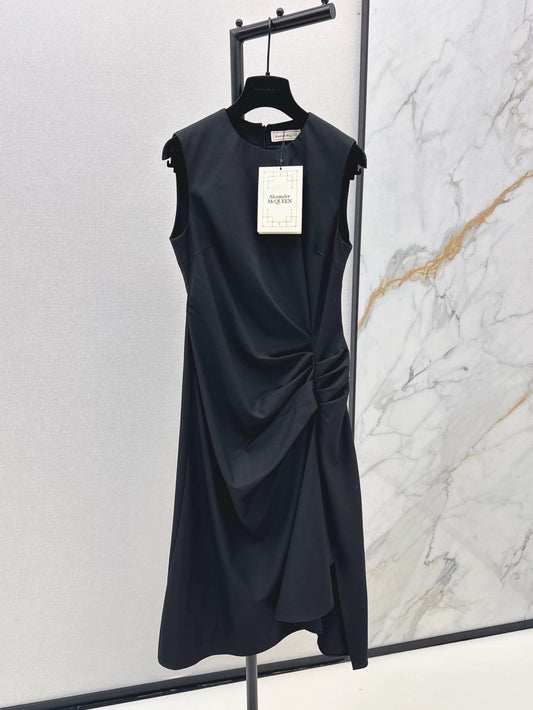 mcq 25 irregular pleated sleeveless vest dress
