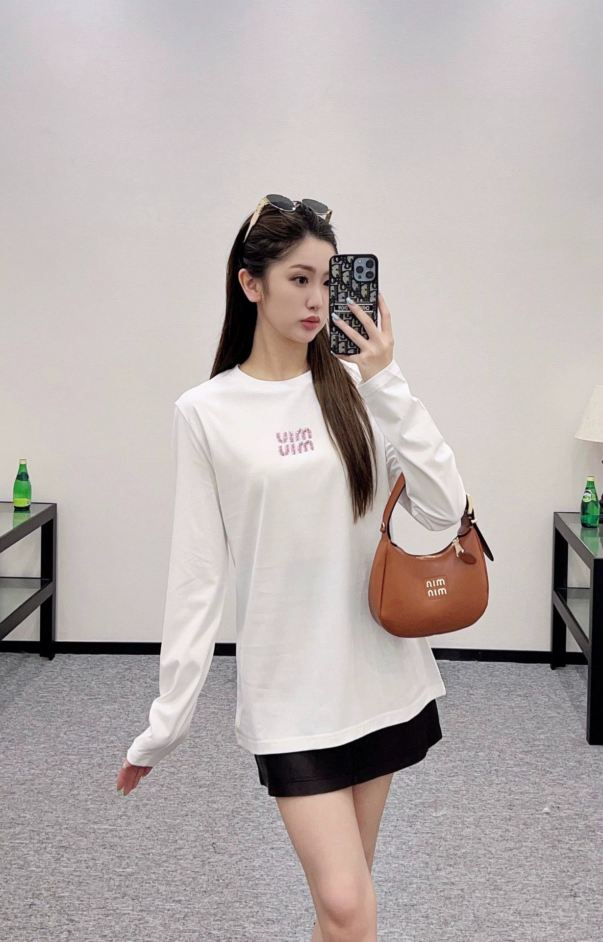 M 25 Crew-neck, rhinestone-embellished long-sleeved top