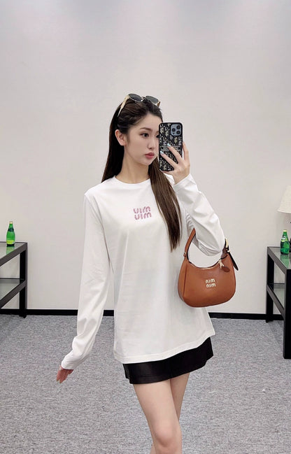 M 25 Crew-neck, rhinestone-embellished long-sleeved top