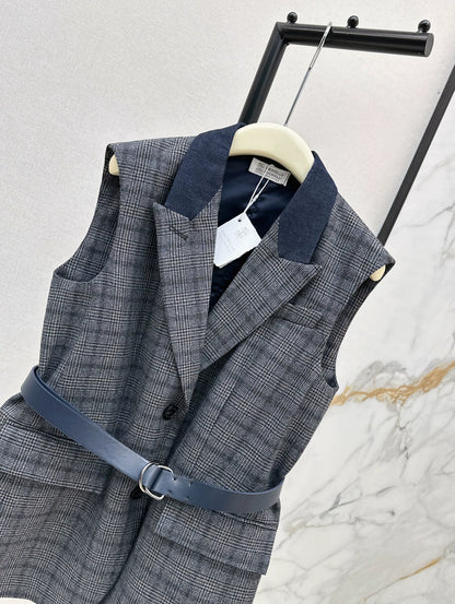 Bru 25 Blue plaid suit vest