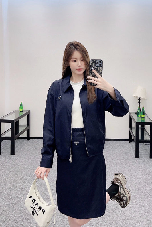 D 25 Early Autumn New Product Workwear High-waist Elastic Jacket + Skirt Set