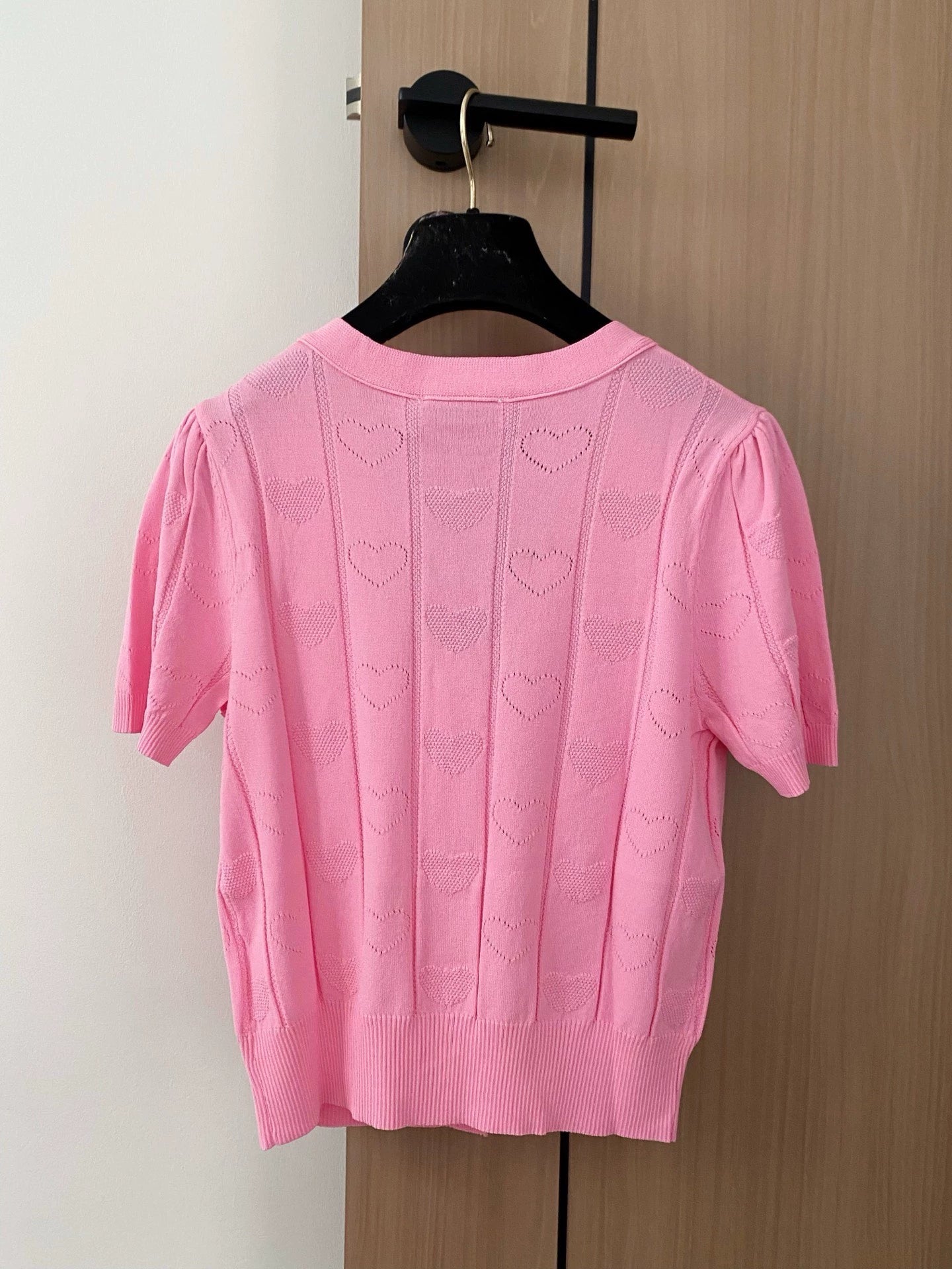 M 25 White, Pink Short Sleeve Cardigan