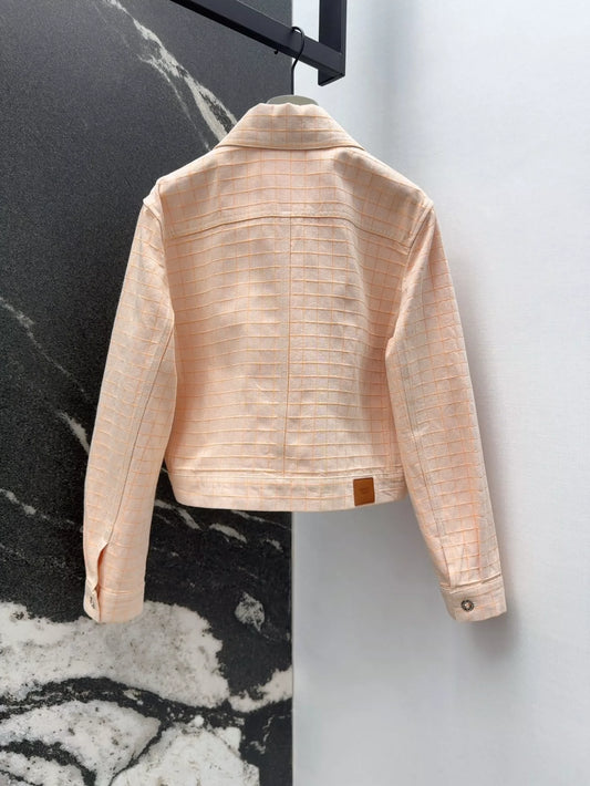H 25 New Early Fall Classic Plaid Double-Pocket Denim Jacket