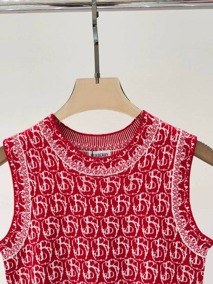 Bu 25 Early spring new round neck letter logo jacquard full print dresses