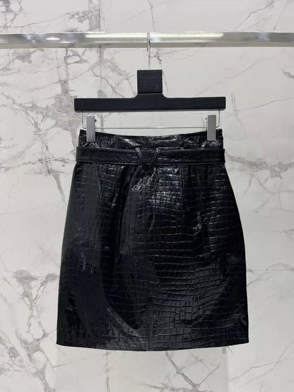 Ve 25 new crocodile pattern leather skirt