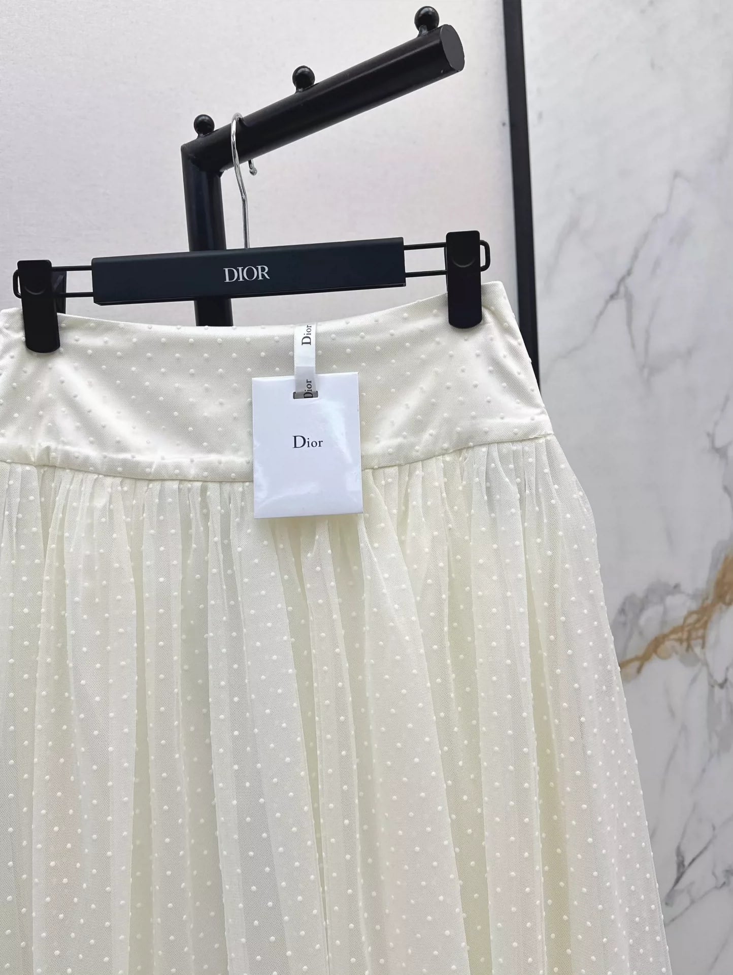 D 25 Spring/Summer New Flocking Polka Dot Net Yarn Pleated Half Skirt