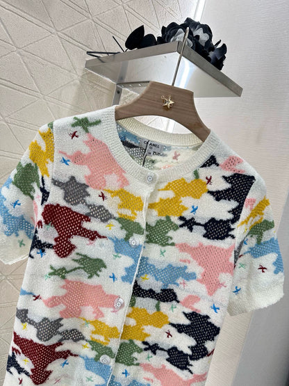 C 25 Colorful Knit Short Sleeve Cardigan