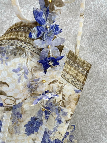 Z 25 New Flower Cluster Printed Halter Dresses