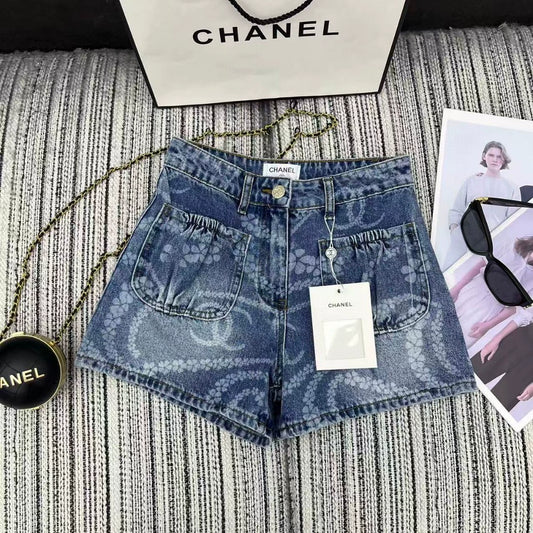 C 25 New Printed Denim Shorts