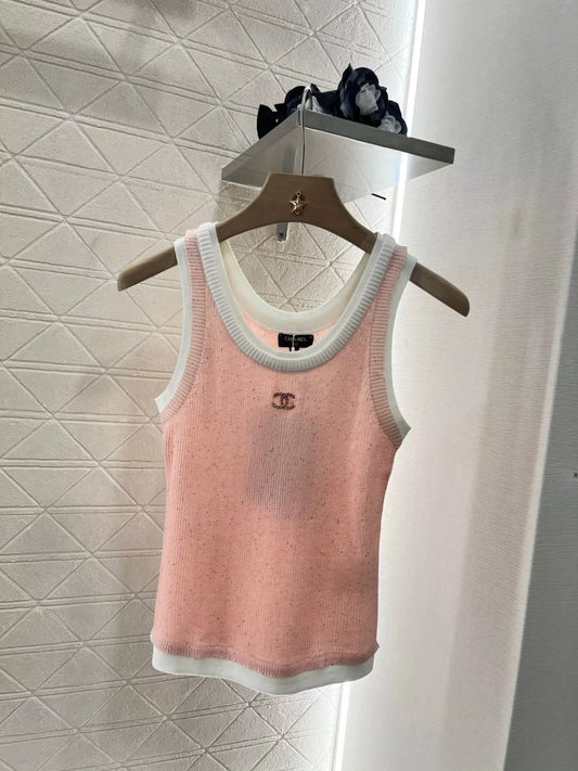 C 25 spring and summer new fake two-piece knitted undershirt