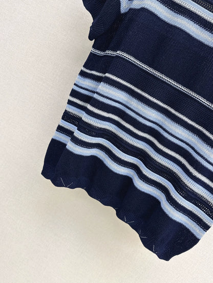 CE 25 Spring/Summer New Ice Silk Striped Knit Sweater