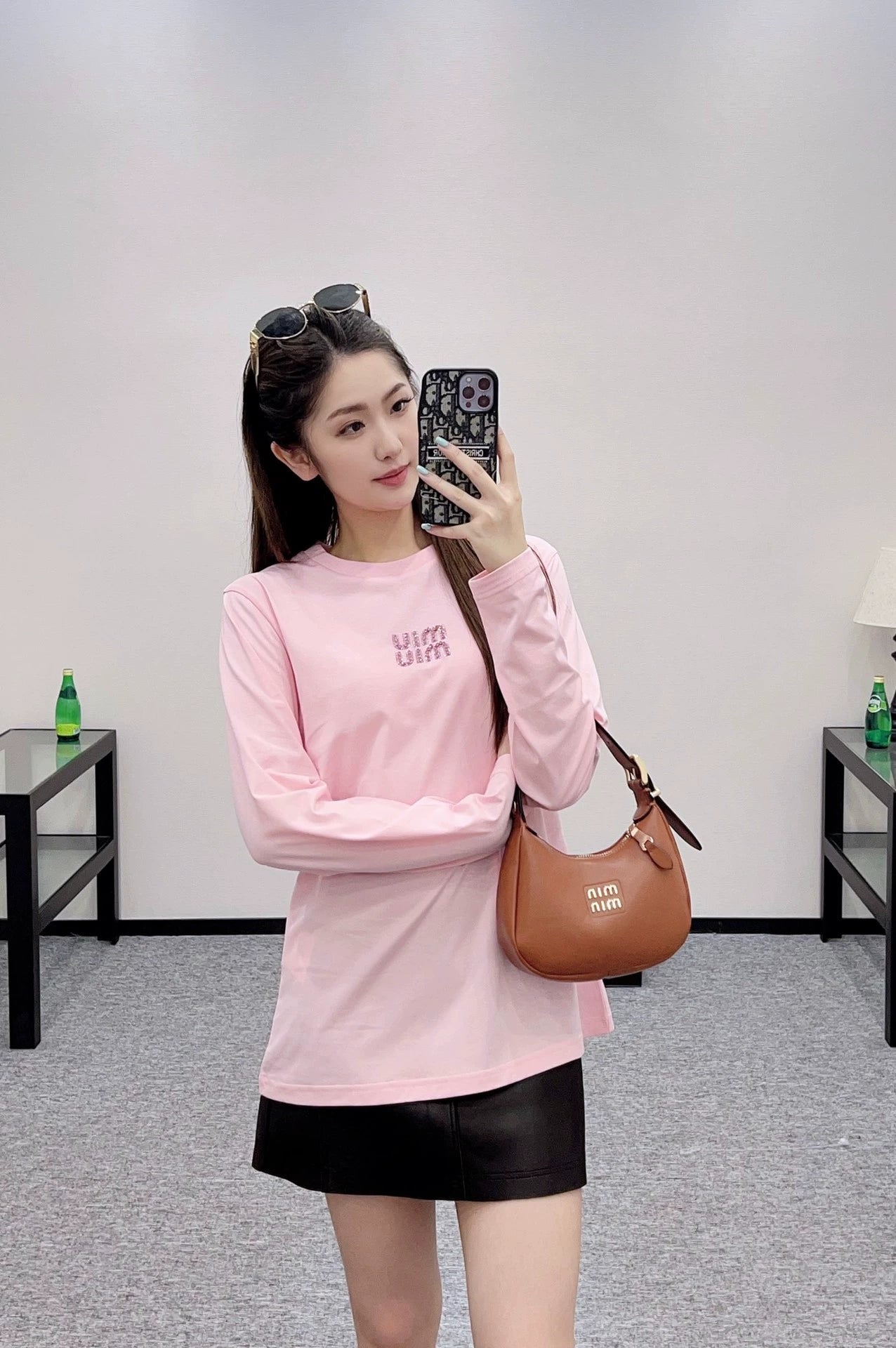 M 25 Crew-neck, rhinestone-embellished long-sleeved top